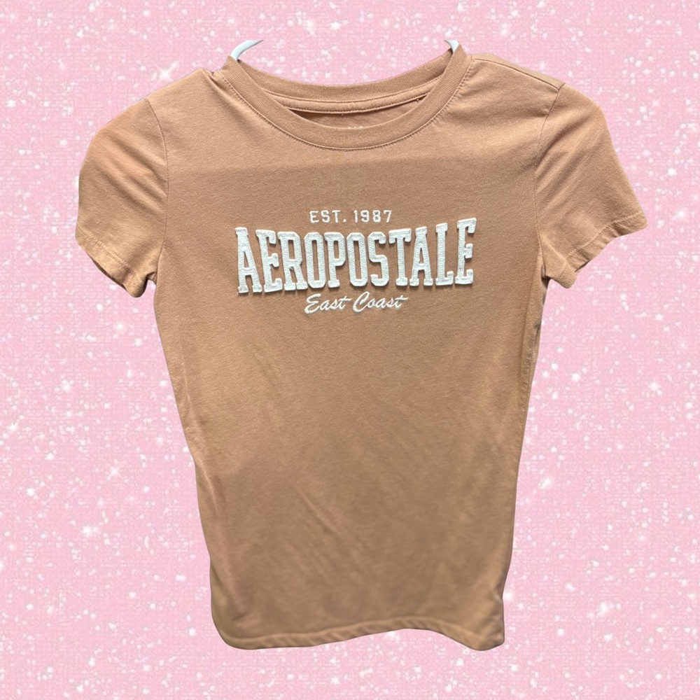 Aeropostale Beige Baby Tee with White Logo